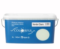 Pintura interior para paredes y techos, verde claro mate COLORFUL, 4L.