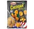 Bolitas de queso cheedar ligeramente picante, empanadas con una mezcla de panes de maiz, trigo y arroz FRIPOZO 250 g.