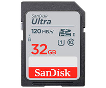 Tarjeta de memoria SANDISK ULTRA, SDHC, capacidad 32GB, alta velocidad, 120MB/S, clase 10.
