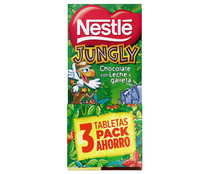 Chocolate con leche y galleta NESTLÉ JUNGLY 3 Uds. x 125 g.