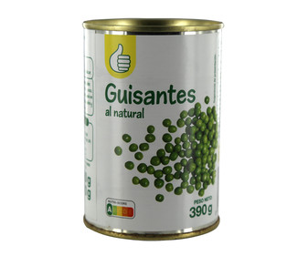 Guisantes al natural medianos PRODUCTO ECONÓMICO ALCAMPO lata de 250 g. Guisantes al natural medianos PRODUCTO ECONÓMICO ALCAMPO lata de 250 g.