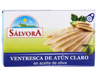 Ventresca de atún claro en aceite de oliva lata de 73 gramos Ventresca de atún claro en aceite de oliva lata de 73 gramos
