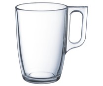 Mug o taza alta con asa, con capacidad de 32 centilitros fabricada en vidrio transparente LUMINARC 1 unidad.