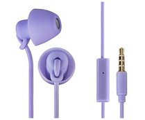 Auricular botón HAMA con cable de color púrpura.