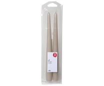 Pack de 2 velas de candelabro no perfumadas de color beige, ACTUEL.