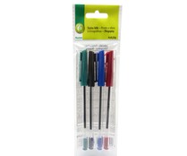 4 bolígrafos con tapa punta media y colores verde, negro, azul y rojo PRODUCTO ECONÓMICO ALCAMPO.