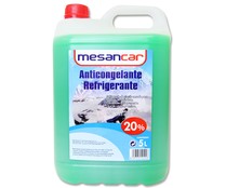 Líquido refrigerante con temperatura de protección de hasta -9ºC, 5L verde, 20% Monoetilenglicol, MESANCAR.