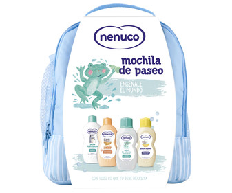 Mochila de paseo de color azul, con bolsillo lateral y doble cremallera NENUCO. Mochila de paseo de color azul, con bolsillo lateral y doble cremallera NENUCO.