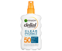 Protector solar en spray con factor protección 50 (alta) DELIAL Clear protect + de Garnier 200 ml.