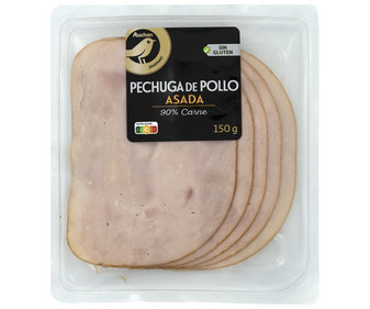 Pechuga de pollo asada sabor ahumado, cortada en lonchas ALCAMPO GOURMET 150 g. Pechuga de pollo asada sabor ahumado, cortada en lonchas ALCAMPO GOURMET 150 g.