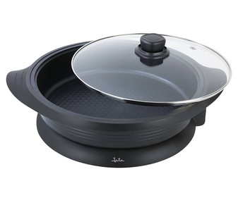Paellera eléctrica JATA PE640, 1600W, diámetro 34cm, termostato regulable, tapa de cristal.