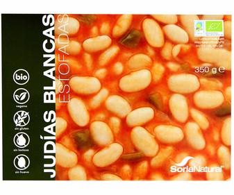 Judías blancas estofadas de cultivo ecológico SORIA NATURAL 300 g. Judías blancas estofadas de cultivo ecológico SORIA NATURAL 300 g.