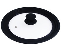 Tapa de cristal con borde de silicona para sartenes de 22 a 26 cm. ACTUEL.