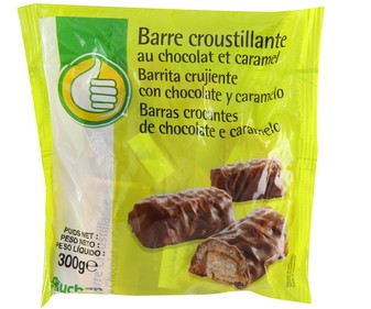 Barritas crujientes con chocolate y caramelo PRODUCTO ECONÓMICO ALCAMPO 300 gr, Barritas crujientes con chocolate y caramelo PRODUCTO ECONÓMICO ALCAMPO 300 gr,