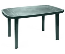 Mesa de jardín fabricada en polipropileno color verde,  1,37x0,8x0,7 m PLASTICOS JOLUCE.