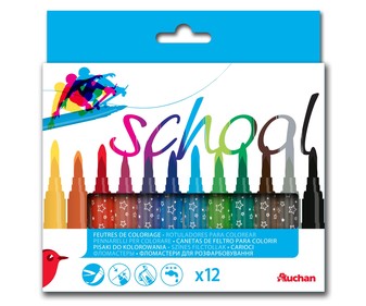 Caja de 12 rotuladores de punta media y tinta ultralavable de diferentes colores PRODUCTO ALCAMPO. Caja de 12 rotuladores de punta media y tinta ultralavable de diferentes colores PRODUCTO ALCAMPO.