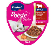 Alimento húmedo completo gatos adultos, ternera y zanahoria VITAKRAFT POESIE CREATION 85 g. 