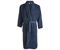 Albornoz para adulto color azul marino, 100% algodón, 380g/m², talla S ACTUEL.
