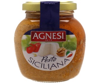 Salsa pesto siciliana frasco de 185 gramos Salsa pesto siciliana frasco de 185 gramos