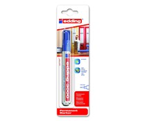 Marcador permanente, con punta biselada y grosor de trazo de 1.5 - 3mm tinta color azul EDDING 3000.