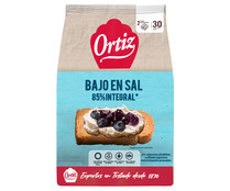 Pan tostado integral bajo en sal y sin azúcares añadidos ORTIZ 30 uds. 324 g.