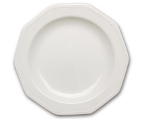 Plato llano octogonal de loza inglesa, 27 centímetros, Artic White CHURCHILL.