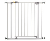 Barrera puerta extensible de 75-81cm, color blanco con piezas grises, HAUCK. Barrera puerta extensible de 75-81cm, color blanco con piezas grises, HAUCK.