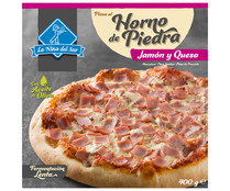 Pizza de jamón y queso, hecha al horno de piedra LA NIÑA DEL SUR 400 g.