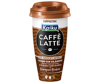 Bebida de café Arábica de Nicaragua y Honduras, con un toque de cacao KAIKU Caffe latte capuccino 230 ml. Bebida de café Arábica de Nicaragua y Honduras, con un toque de cacao KAIKU Caffe latte capuccino 230 ml.