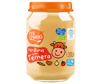 Tarrito de verduras con ternera, sin gluten, a partir de 6 meses MI MENÚ 235 g.