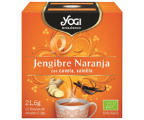 Infusión ecológica jengibre naranja (con canela y vainilla) YOGI 12 bolsitas. 21,6 g.