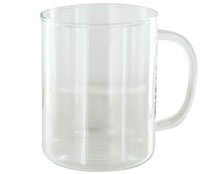 Mug o taza alta con asa con capacidad de 40 centilitros y fabricada en vidrio borosilicato PENGO.
