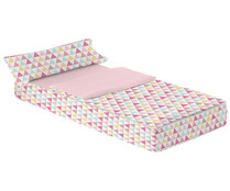 Saco nórdico infantil 100% algodón con estampado de rombos rosa para cama de 90cm. TEXTIL HOGAR.