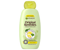 Champú purificante con arcilla suave y limón para cabellos grasos ORIGINAL REMEDIES de Garnier 300 ml.