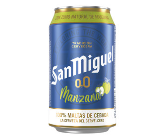 Cerveza (0,0% alcohol) con sabor a manzana SAN MIGUEL lata de 33 cl. Cerveza (0,0% alcohol) con sabor a manzana SAN MIGUEL lata de 33 cl.