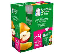 Bolsitas de frutas (pera, manzana y plátano), a paritr de 4 meses GERBER Organic 4 x 90 g.