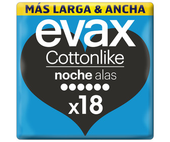 Compresas de noche con alas EVAX Cottonlike 18 uds. Compresas de noche con alas EVAX Cottonlike 18 uds.