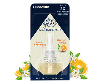 Recambio eléctrico Pure Happiness (Naranja + neroli) GLADE AROMATHERAPY 20 ml.