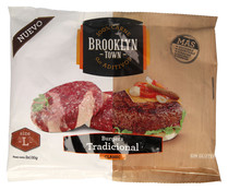 Burgers tradicionales 100% carne, de tamaño L, realizadas sin aditivos BROOKLYN TOWN Tradicional 2 x 130 g. 
