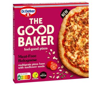 Pizza con salsa boloñesa sin carne a base de proteina de guisante, zanahoria y queso DR. OETKER The good baker 355 g. Pizza con salsa boloñesa sin carne a base de proteina de guisante, zanahoria y queso DR. OETKER The good baker 355 g.