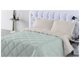 Relleno nórdico bicolor reversible para cama de 150cm, 300g/m², NATURALS, color beige/verde.