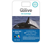 Pack de 2 cartuchos de tinta compatibles (350+351) QILIVE H-350/351, negro y tricolor.