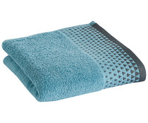 Toalla de lavabo 100% algodón color azul con cenefa triángulos, 500g/m² ACTUEL.