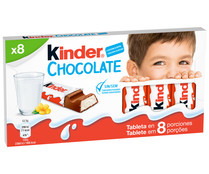 Tableta de chocolate en porciones KINDER 8 uds 100 g.