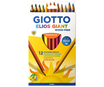 12 lápices de colores tamaño grande, GIOTTO ELIOS GIANT.