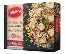 Papillote de arróz cocido al vapor con atún y setas campestres CAMPOS 270 g. Papillote de arróz cocido al vapor con atún y setas campestres CAMPOS 270 g.