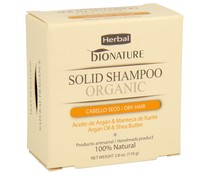 Champú en pastilla para cabello seco con aceite de argán y manteca de karité BIONATURE Herbal 100 gr.