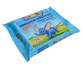Toallitas húmedas para bebé sin alcohol TROMPY 20 uds.