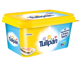 Tarrina de margarina 3/4 con sal, elaborada con ingredientes de origen natural TULIPÁN 500 g. Tarrina de margarina 3/4 con sal, elaborada con ingredientes de origen natural TULIPÁN 500 g.