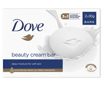 Pastilla de jabón de tocador con 1/4 de crema hidratante DOVE Beauty 2 x 90 g.